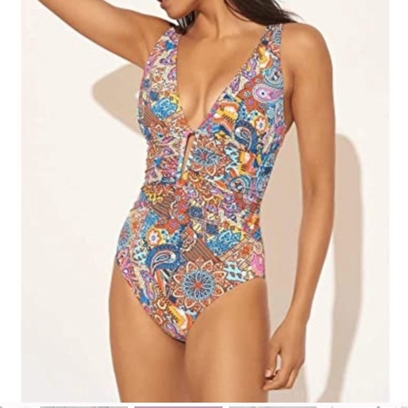 Bleu Rod Beattie multi color paisley one piece swimsuit - Picture 2 of 11